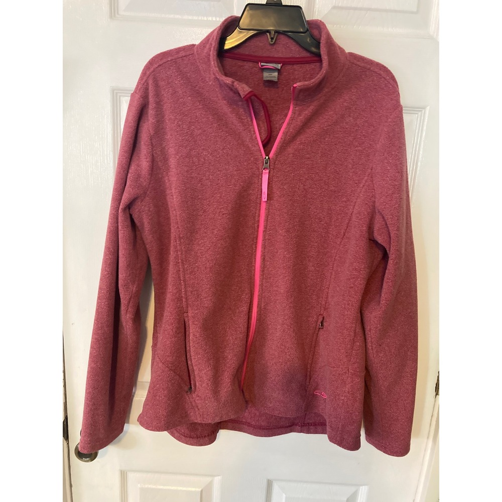 Champion Zip Up Fleece‎ Jacket Red Pink Heathered Size XL